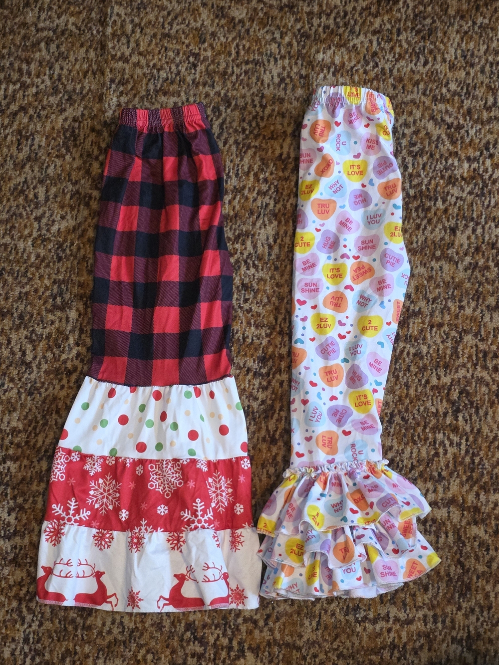 Girls' Red & White Holiday Ruffle Pants - Kids Bottoms